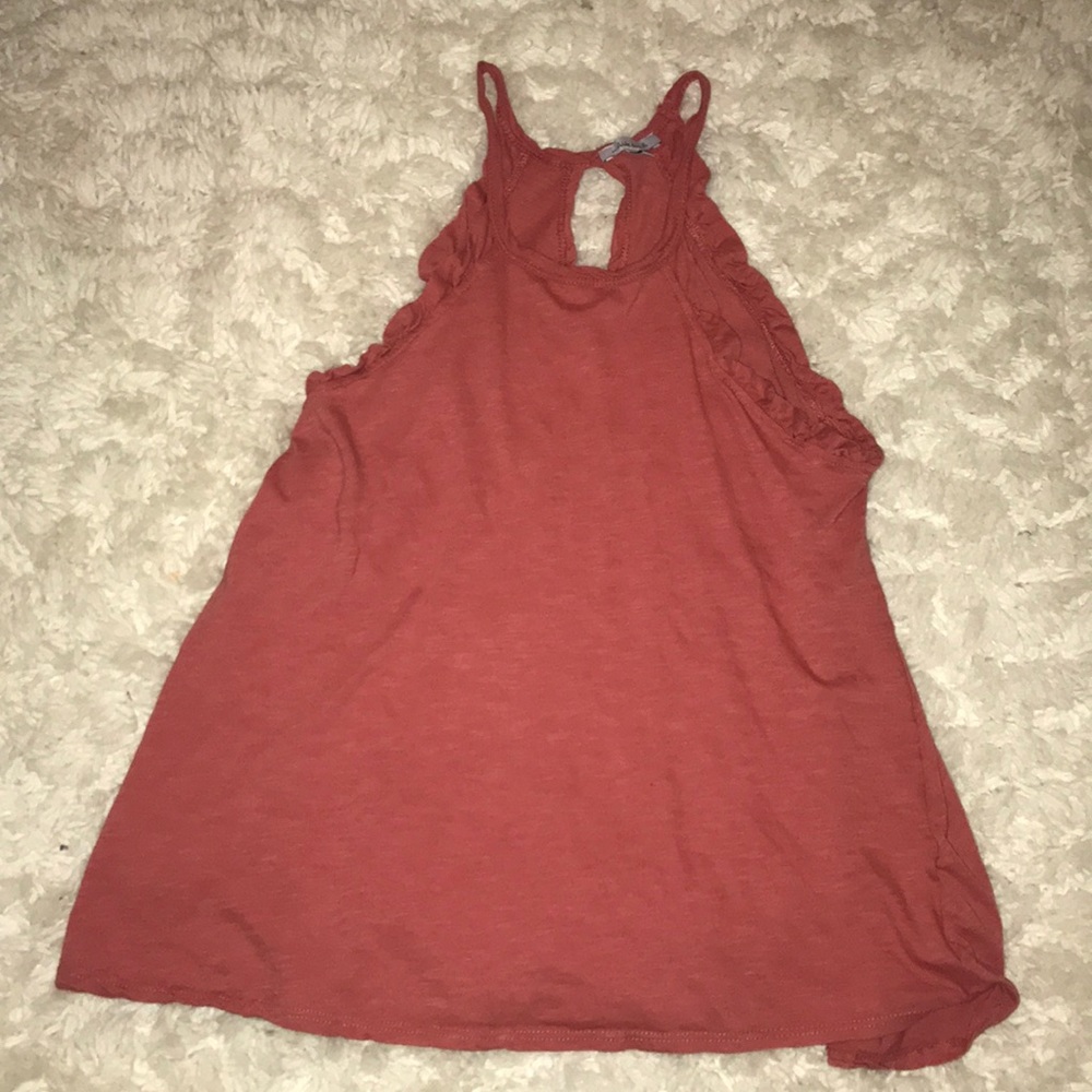 Copper colored highneck flowy tank top